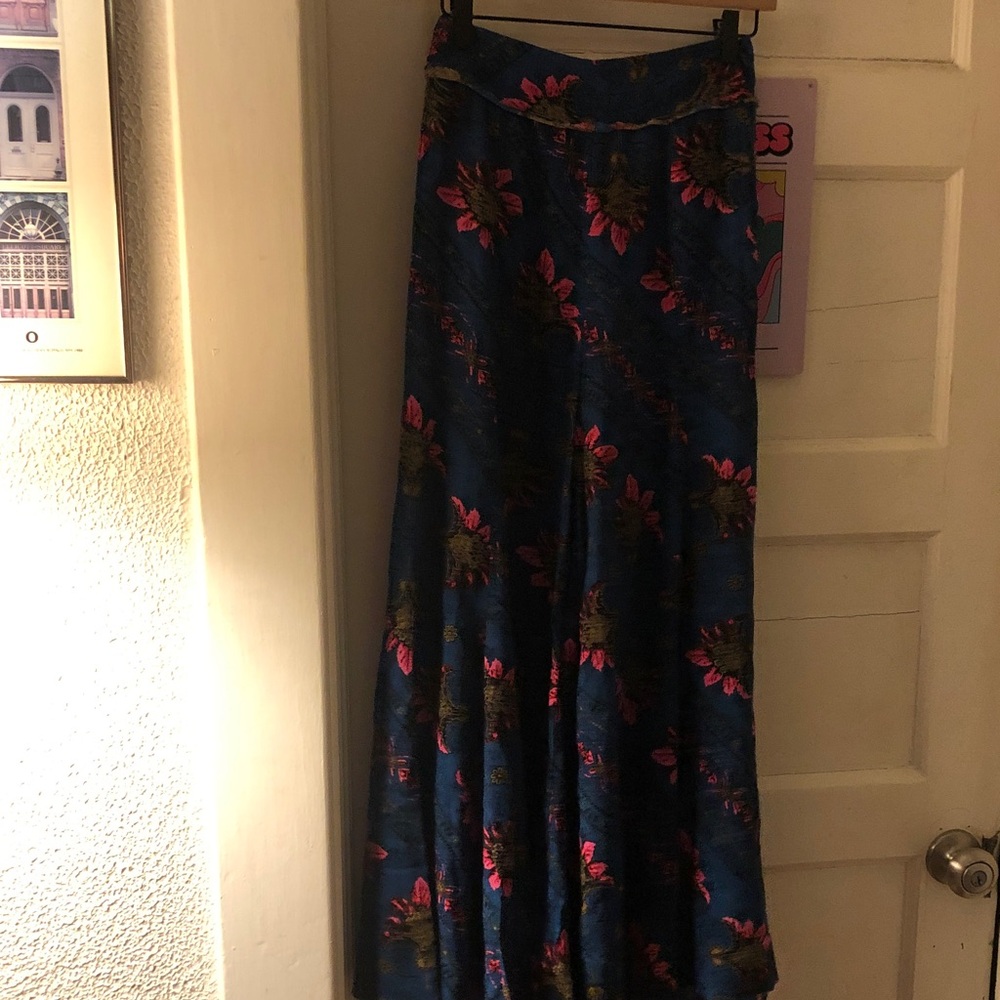 Free People Blue Wide-Leg Jumpsuit with Pink Floral Print - Picture 6 of 12